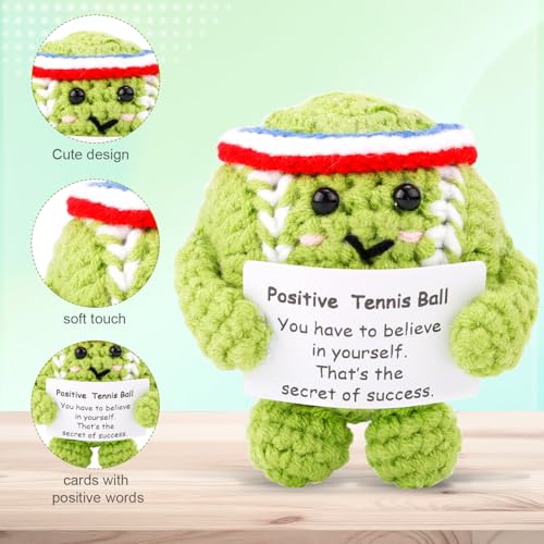 Cute Crochet Positive Tennis Ball with Inspirational Card
