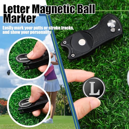 Sonwyoung Golf Divot Repair Tool with Letter L – Black Foldable Slot Ball Marker Gift