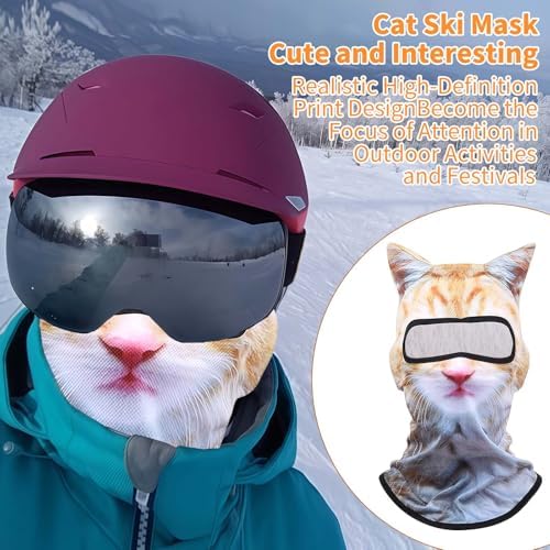 3D Cat Ear Balaclava Ski Mask - Windproof Thermal Face Mask for Outdoor Sports