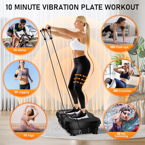 Vibration Plate Exercise Machine for Full Body Workout - 130 Levels, 450 Lbs Capacity, Bluetooth