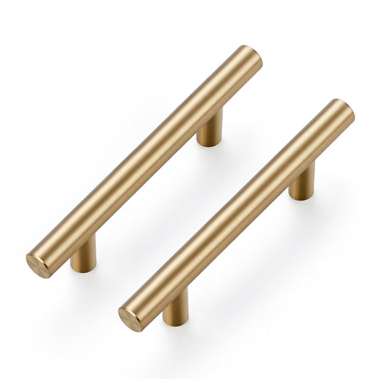 Ravinte 3 Pack 5 Inch Cabinet Pulls Champagne Bronze Stainless Steel Kitchen Drawer Pulls Cabinet Handles 5 InchLength, 3 Inch Hole Center