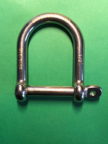 1/2" Wide D Shackle - Marine Grade Stainless Steel 316