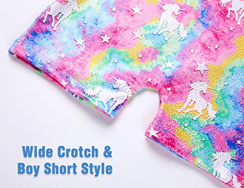 Girls' Gymnastics Leotard Biketard - Colorful Unicorn 2-3T