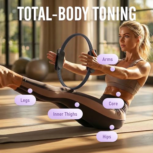 Pilates Ring Fitness Circle - 14.5" Black for Home Workouts