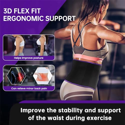 Waist Trimmer Sweat Belt for Men & Women - Purple, 8.5" x 41"