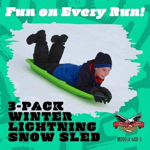 48-Inch Snow Sleds for Kids & Adults - 3-Pack Toboggan Set