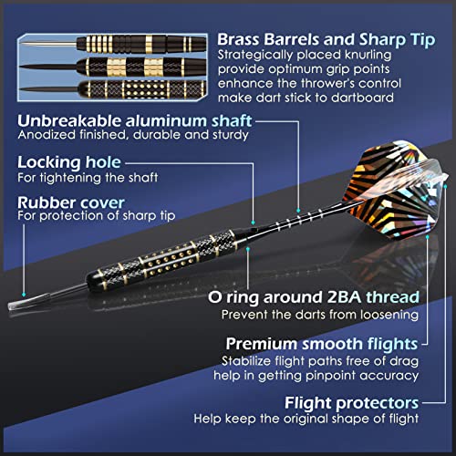 Professional Steel Tip Darts Set with Accessories - 12 Pack