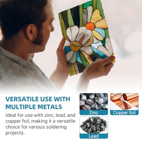 8OZ Liquid Solder Flux for Stained Glass, Handy Soldering Flux with Flux Brush, Stained Glass Paint Supplies Kit & Starter Tools, Easy Clean Up, 237ml