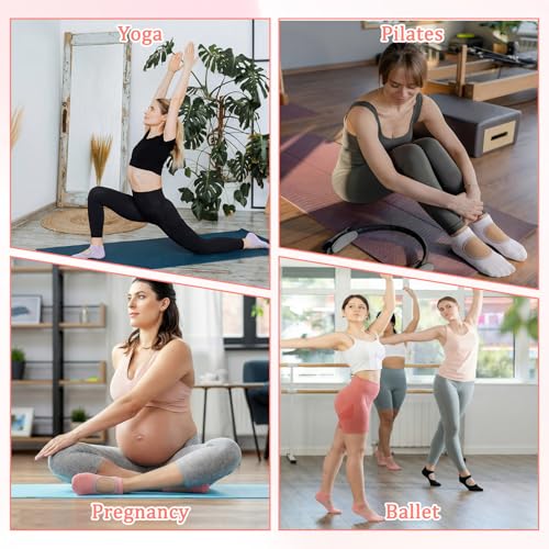 8 Pairs Pilates Socks with Grips for Women - Simple Color 4