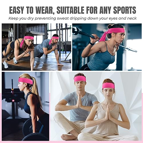 Hiboom Rose Red 18-Pack Sports Tie Headbands for Men & Women