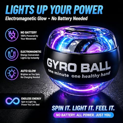 Wrist Gyro Ball Exerciser with LED Lights - Black