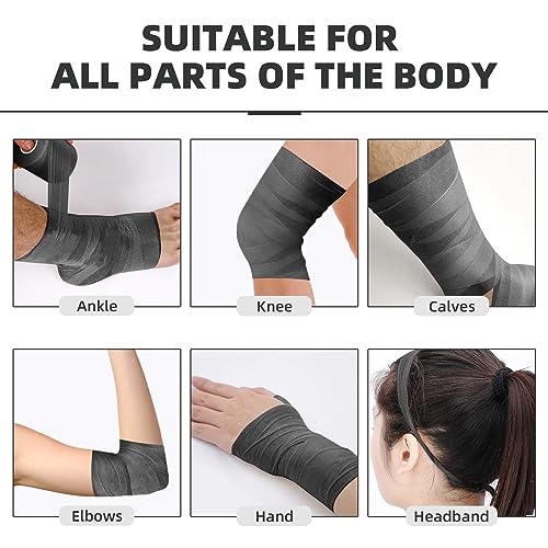 Pre Wrap Athletic Tape - 4 Rolls, 120 Yards, 2.75 Inches Wide - Black