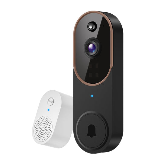 Guggre 1080P Wireless Video Doorbell Camera, AI Human Detection, Cloud Storage, Two-Way Audio, 2.4GHz Wi-Fi Support, Real-Time Alerts, Easy Installation, Night Vision (Brown)