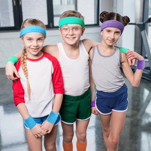 Neon Sweatbands Set - 36 Pcs Headbands & Wristbands - Small Multicolor