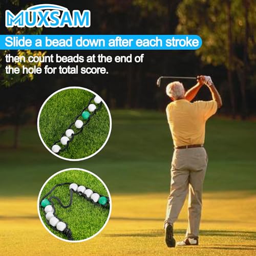 Golf Stroke Score Counter with Clip - Green Beads