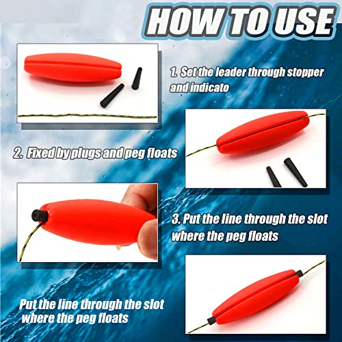SEAOWL 2-Inch Slotted Peg Floats for Catfish & Santee Rig - 24 Pcs, Mix-2"