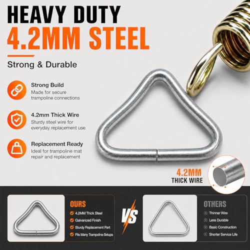20PCS Stainless Steel Trampoline Triangle Buckles - Replacement V-Rings for Jump Mats