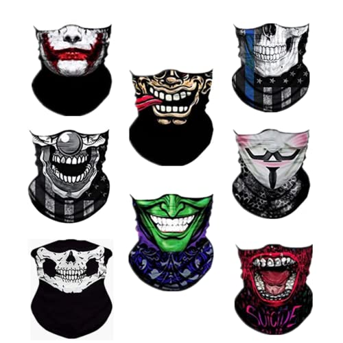 WYSUMMER 4/8Pcs Skull Face Gaiter Bandanas for Neck, Face & Head, Mix Skull-e-8pcs