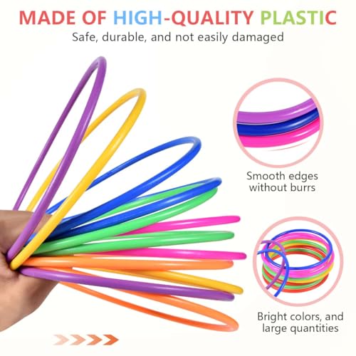 OBTANIM 24Pcs Ring Toss Game 7 Inch Toss Rings, 6 Colors, Outdoor/Indoor Classic Toy for Kids