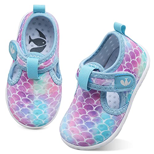 Kids Aqua Socks Water Shoes - Quick Dry Mermaid Scale - 7 Toddler
