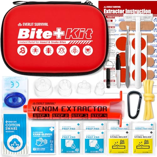 Everlit Regular Bee Sting & Snake Bite First Aid Kit with Venom Extractor - Outdoor Emergency Supplies