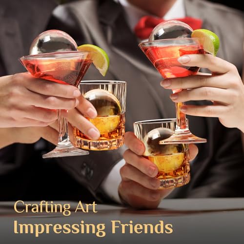 Unigul Black 2-Pack Large 2.5" Clear Ice Ball Maker for Whiskey & Cocktails