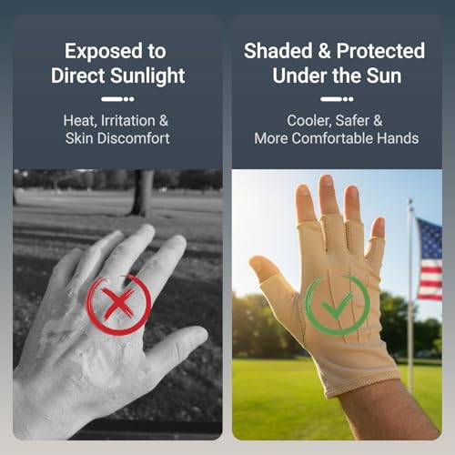 Fingerless UV Protection Gloves for Men - One Size Khaki