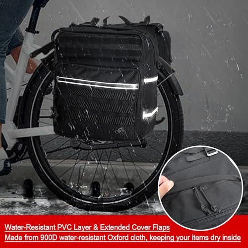 Axiniu Black 50L Waterproof Bicycle Panniers Bag for Rear Rack