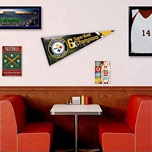 Pittsburgh Steelers 6-Time Champions Pennant Banner Flag