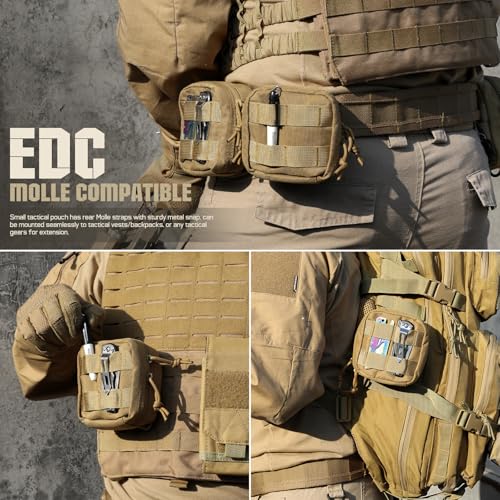 RXW Khaki 2 Pack Mini Molle Pouches Tactical EDC Belt Pouches