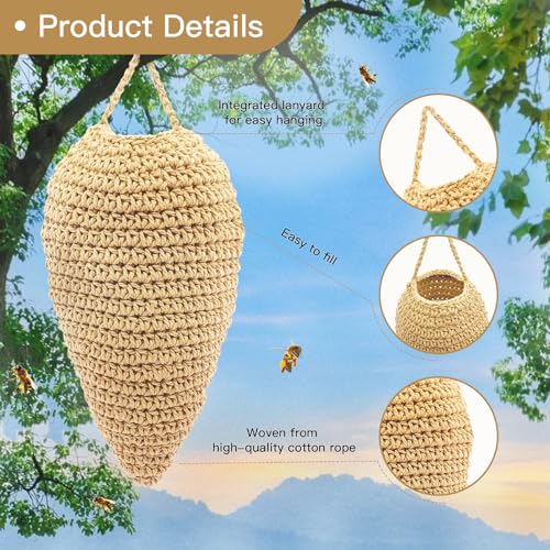 2 Pack Crochet Fake Wasp Nest Decoy - Khaki Yellow