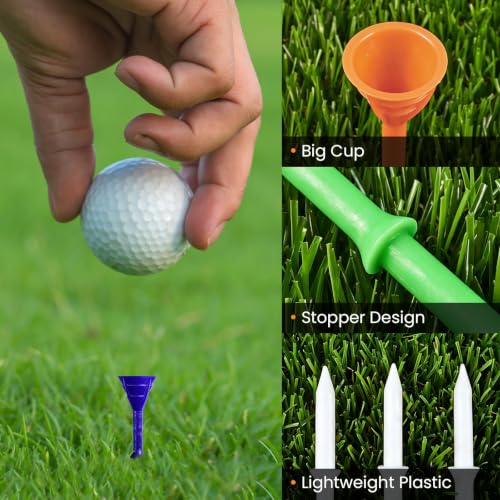 Multicolor Plastic Golf Tees 3 1/4 Inch Pack of 12, 24, or 60 - Unbreakable & Durable