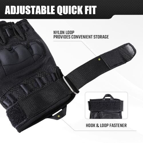 Tactical Fingerless Gloves - Black, Large | Breathable, Anti-Slip Design