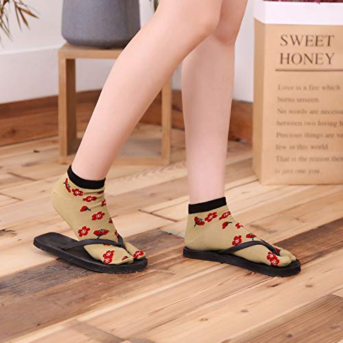 Hellomamma Cotton Flip Flop Socks for Women, Split Toe Style, Flower, Size 6-9.5
