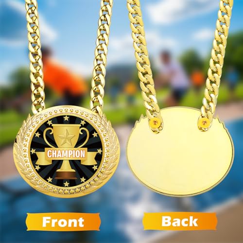 Tondiamo Champion Turnover Chain Medal 6-Inch Gold Award with Chain