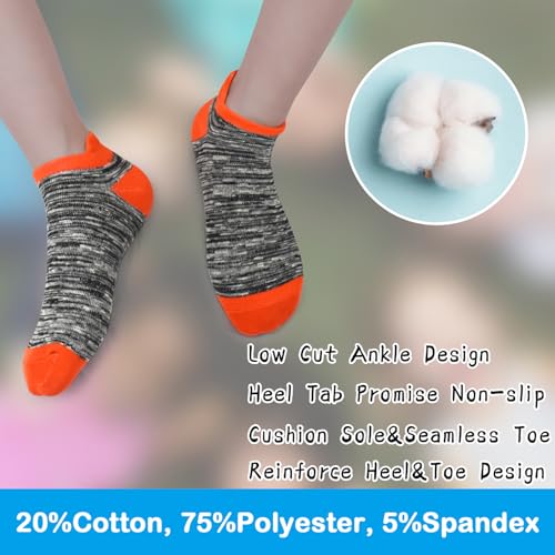 Kids Ankle Athletic Socks - 12 Pairs, Multicolored, Ages 7-10