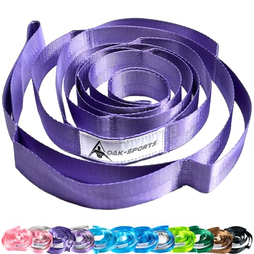 Yoga Stretching Strap with 10 Loops - Purple Non-Elastic Band