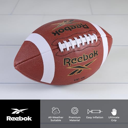 Reebok Official Size Football - Composite Leather, Anti-Slip Grip, Outdoor Recreational Use