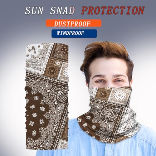 MOBEST Brown Paisley Neck Gaiter Mask Face Cover Bandana Headwear Balaclava for Men Women