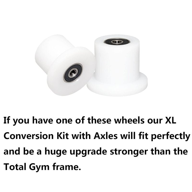 Total Gym Replacement Set Wheels/Rollers for Models XL, XLS and Some 3000 XL, All FIT, and Fit with Bearings Thru Hole of 1/4" in Diameter - 4 Pack (White)