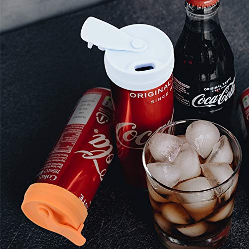 Silicone Slim Can Lids - Beverage Can Cover Protector Set - Blue & Orange