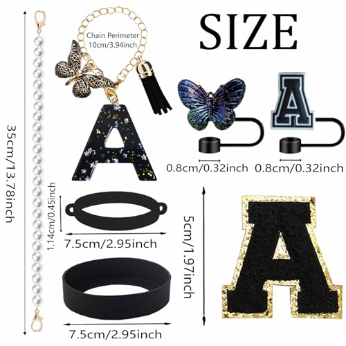 7-Piece Tumbler Accessory Set for 30/40oz Cups - Black Pearl Strap