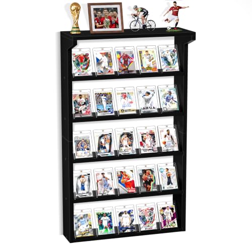 Emfogo 25-Slot Wall-Mounted Trading Card Display Shelf – 5-Tier
