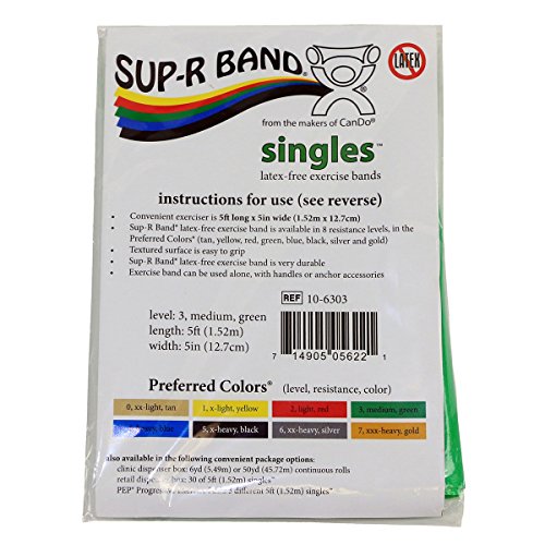 Medium Green Latex Free Exercise Band - 5' Single