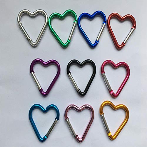 Heart Shaped Aluminum Alloy Keychain Clips - 10 Pcs Set