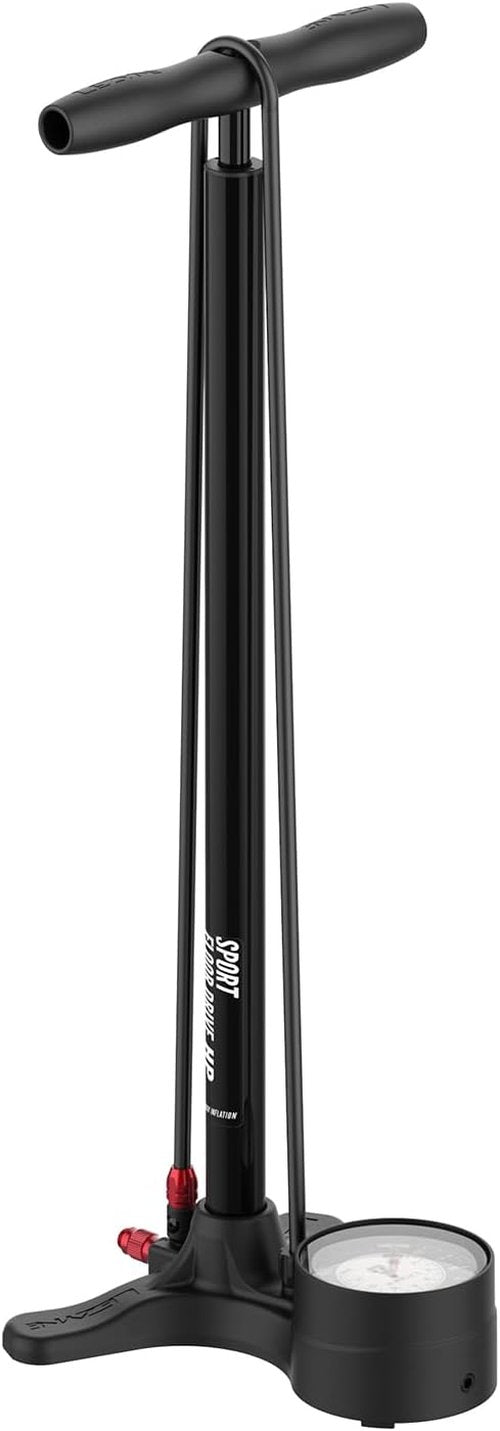 LEZYNE Sport Floor Drive Bicycle Pump - High Pressure 220 PSI with 3.5" Analog Gauge | Fits Presta & Schrader Valves