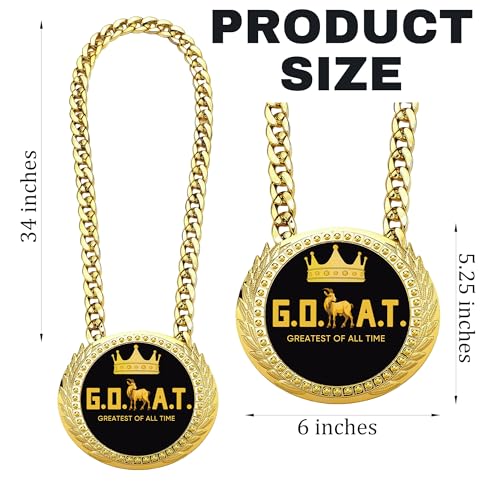 GOAT Turnover Chain - 6" Big Gold Medal Trophy Necklace