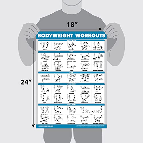 Bodyweight Workout Poster - Laminated Exercise Chart 18" x 24"