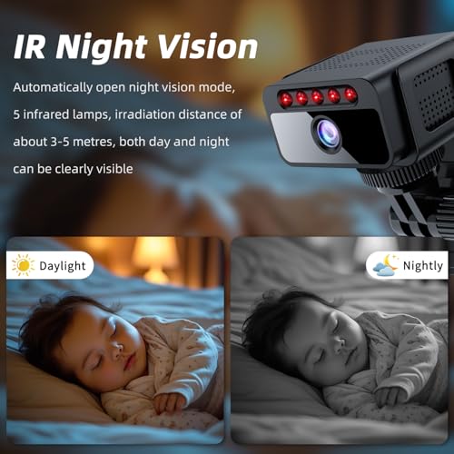 Mini Spy Camera WiFi Home Security Hidden Cam Wireless Battery Camera Bluetooth Camera Nanny Cam with Phone App Remote Monitor Video Recording Night Vision Motion Detection