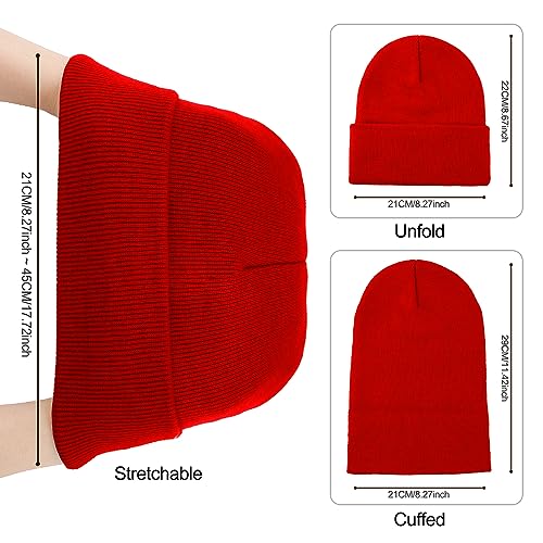 Winter Beanie for Men and Women - Red Knit Hat